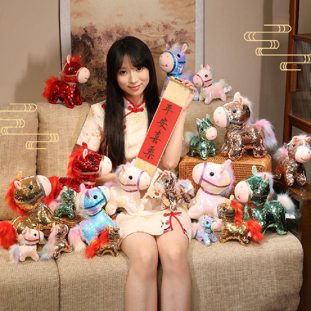 Creative Stuffed Animal Pendants 10/20cm Cartoon Steed Doll Chinese New Year Gift  Birthday Gift