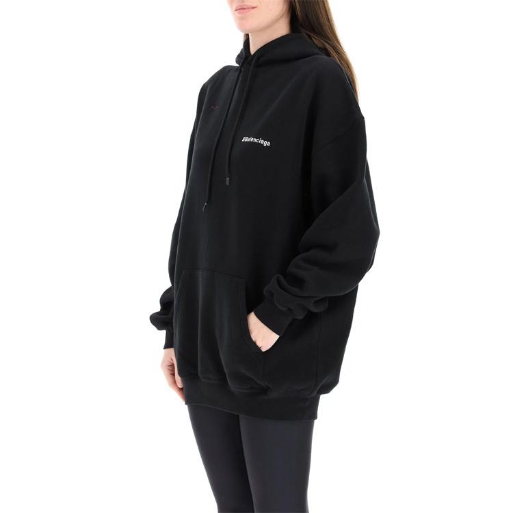 (WMNS) Balenciaga SS21 Logo Cotton Hoodie Black Women's 578135TJV851070