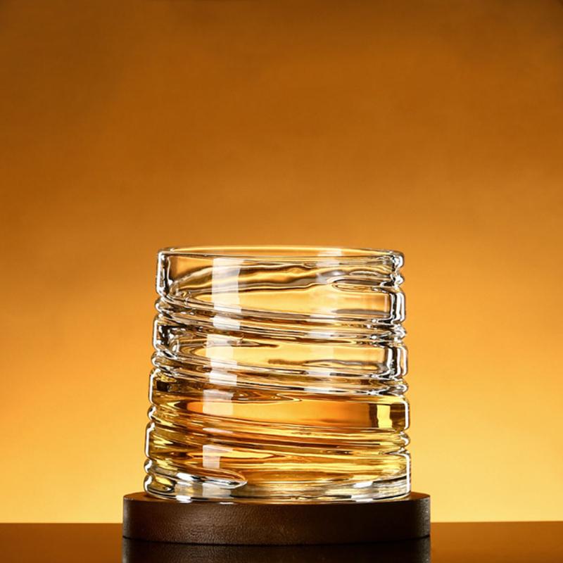 300 мл 10,3 унции Высококачественный вращающийся стакан для виски Премиум-стакан для холодных напитков Бар Прозрачный резной бокал для вина Подходит для подарка
