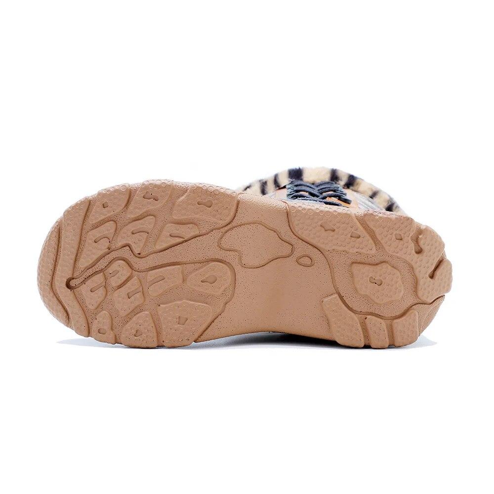 Johnature Длинные сапоги из натуральной кожи с принтом в стиле пэчворк, модная универсальная женская обувь с меховым воротником и леопардовым принтом