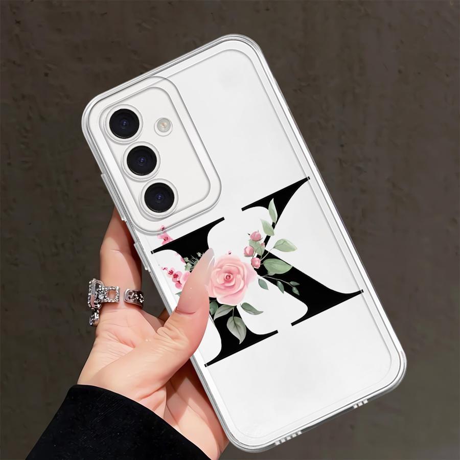 Чехол-накладка с цветочными буквами для Samsung Galaxy A57 A34 A35 A55 A52 A14 A16 A36 A37 A56 A54 A15 A25 A51 A52 A17 A26 A24 A23
