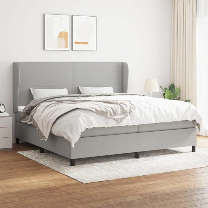 Maison Exclusive - Sommier à lattes de lit avec matelas Gris clair 200x200cm Tissu
