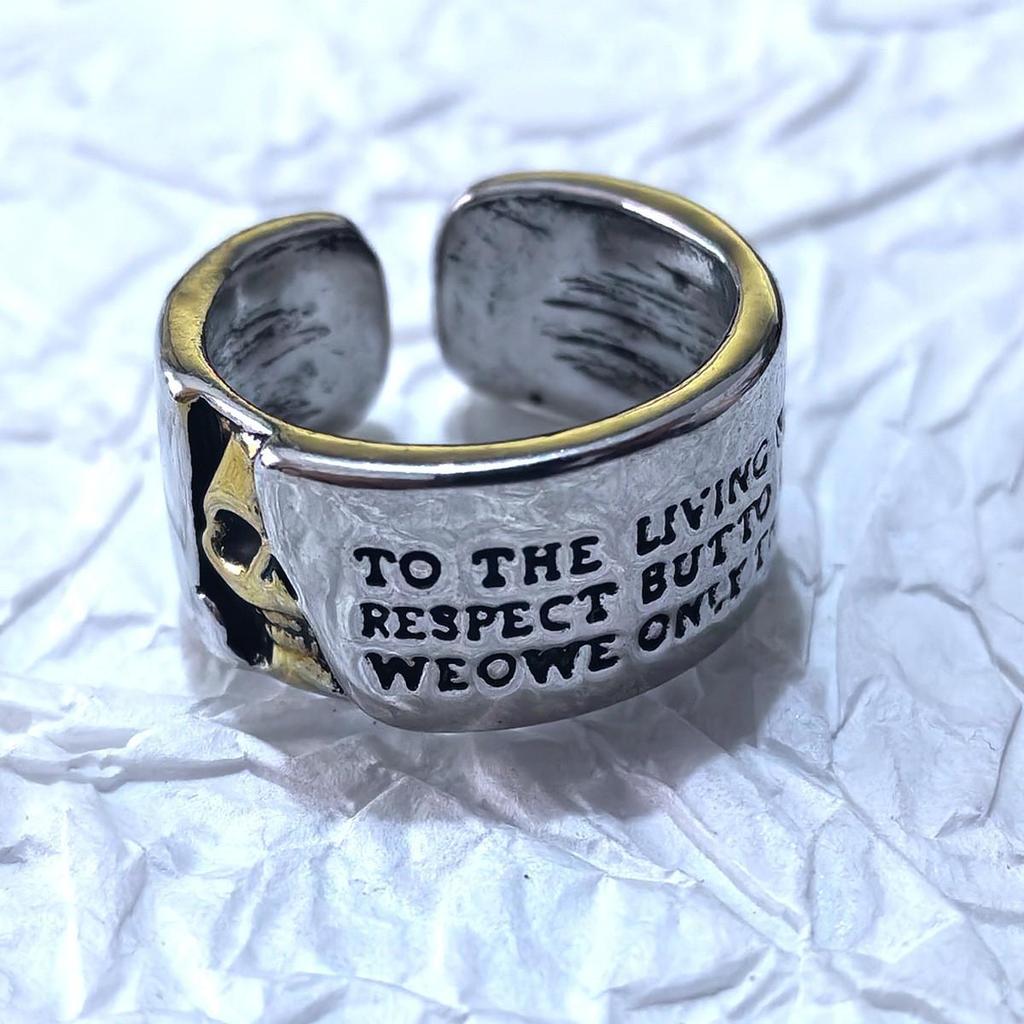 Преувеличенное ретро тайское серебряное кольцо-череп - Регулируемое открытое мужское кольцо