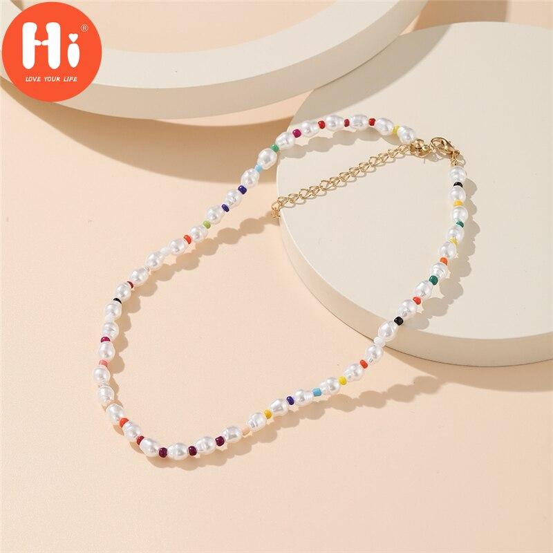 Привет, корейская мода, красочные бусины, цветок, ожерелье из бисера для женщин, богемные бусины, цепочка на ключицу, колье, ожерелье, ювелирные изделия