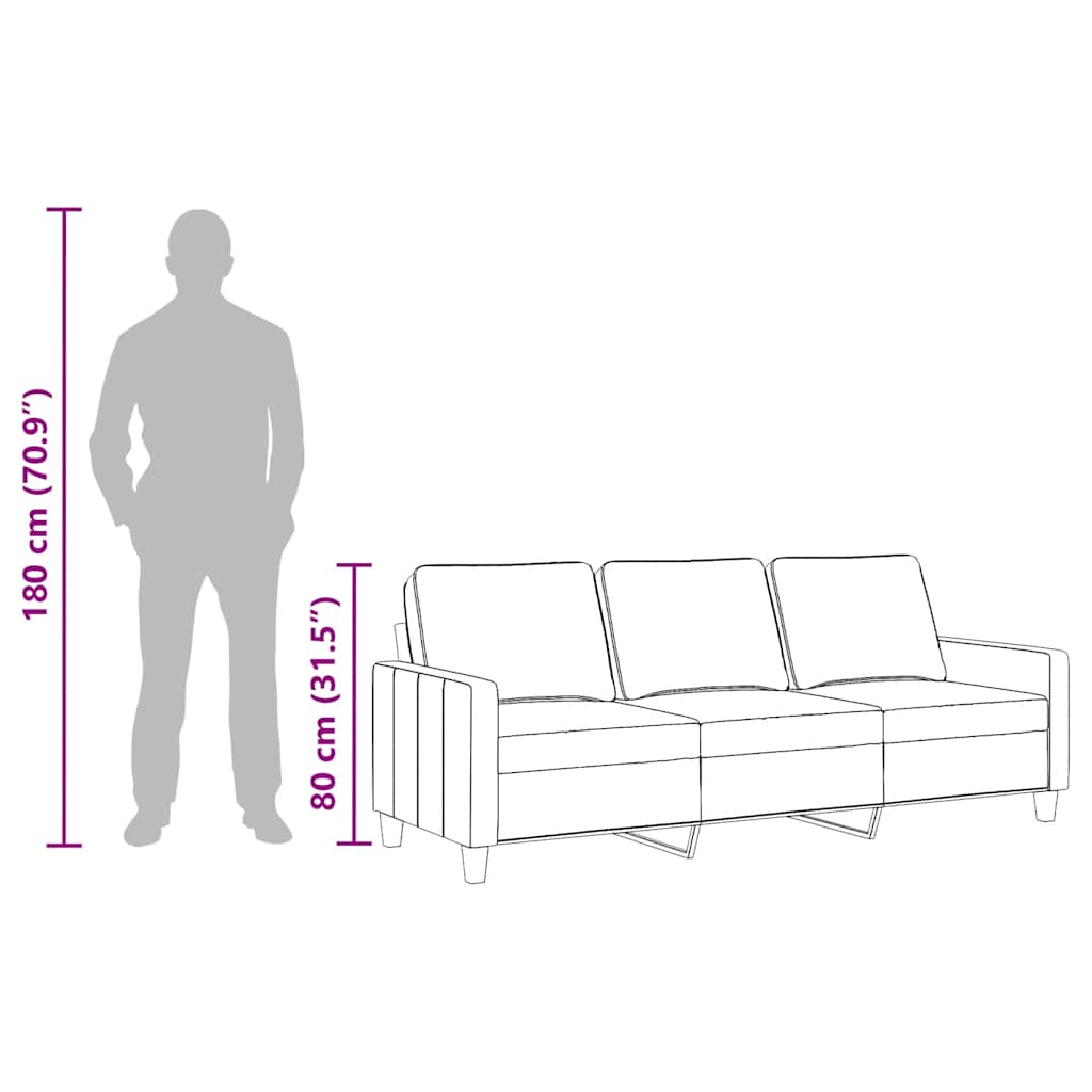 3 Seater Sofa Dark Grey 180 cm Fabric