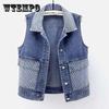 Плюс размер, новый женский джинсовый жилет, модная рваная осенняя синяя джинсовая куртка без рукавов, весеннее свободное короткое пальто, повседневные жилеты