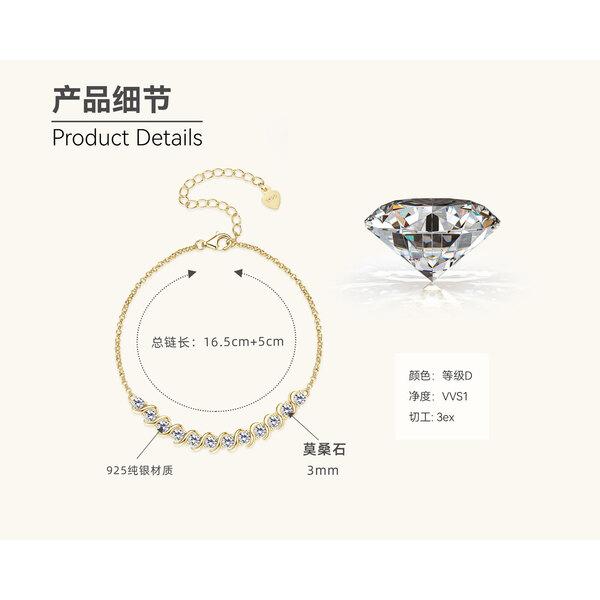 Silvere Glam Новый браслет-твист с муассанитом — это модный и универсальный браслет из стерлингового серебра S925 с уникальным чувством дизайна для женщин.