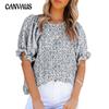 Summer Women's T-shirt Tops Women's Print Bubble Sleeve Set Head Round Neck Short Sleeve