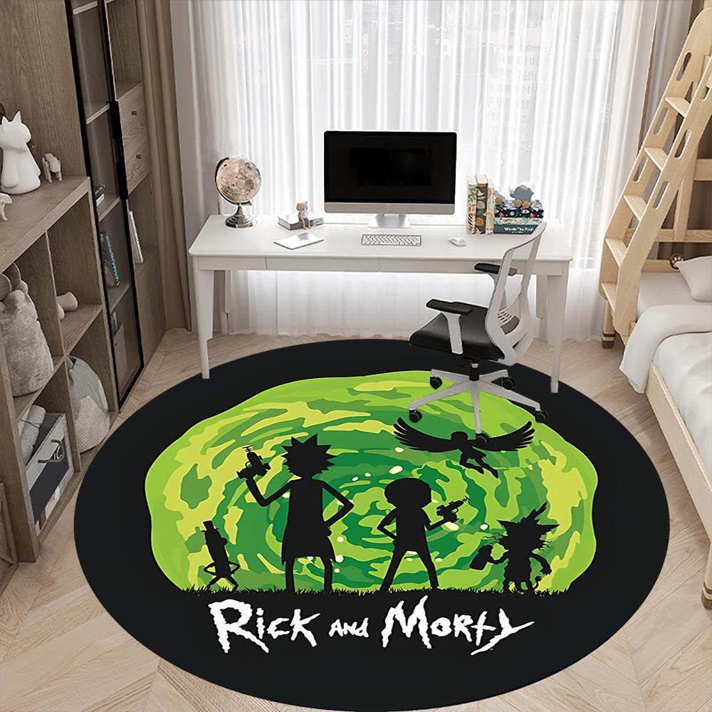 1pc Rick, Morty Office Round Area Rug, Indoor Mat Suitable For Office, Under Office Chairs Bedroom Living Room Home Decor a0908192