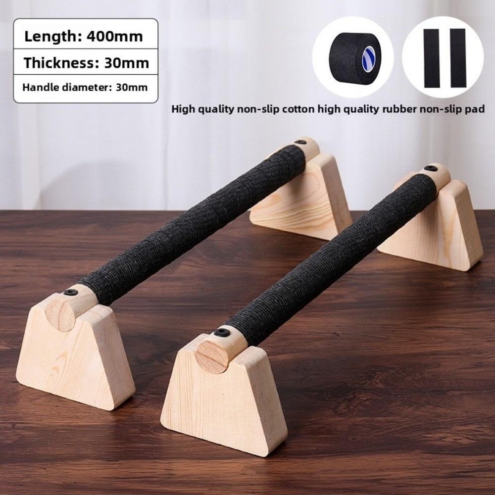 1 Pair Non-slip Parallettes Bars Solid Wood Bracket Push-up Stand Wooden Push Up Bar  Gymnastics