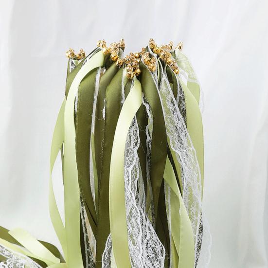 10 Pcs Fairy Wands Ribbon Lace Fairy Stick with Bells Chromatic Silky Party Streamers for Wedding Birthday Party Fovors