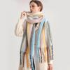 Luxury  Women Cashmere Soft Solid Stripe Scarf Winter Warm Thick Ttassel Pashmina Versatile Plush Neck Brace Neckerchief