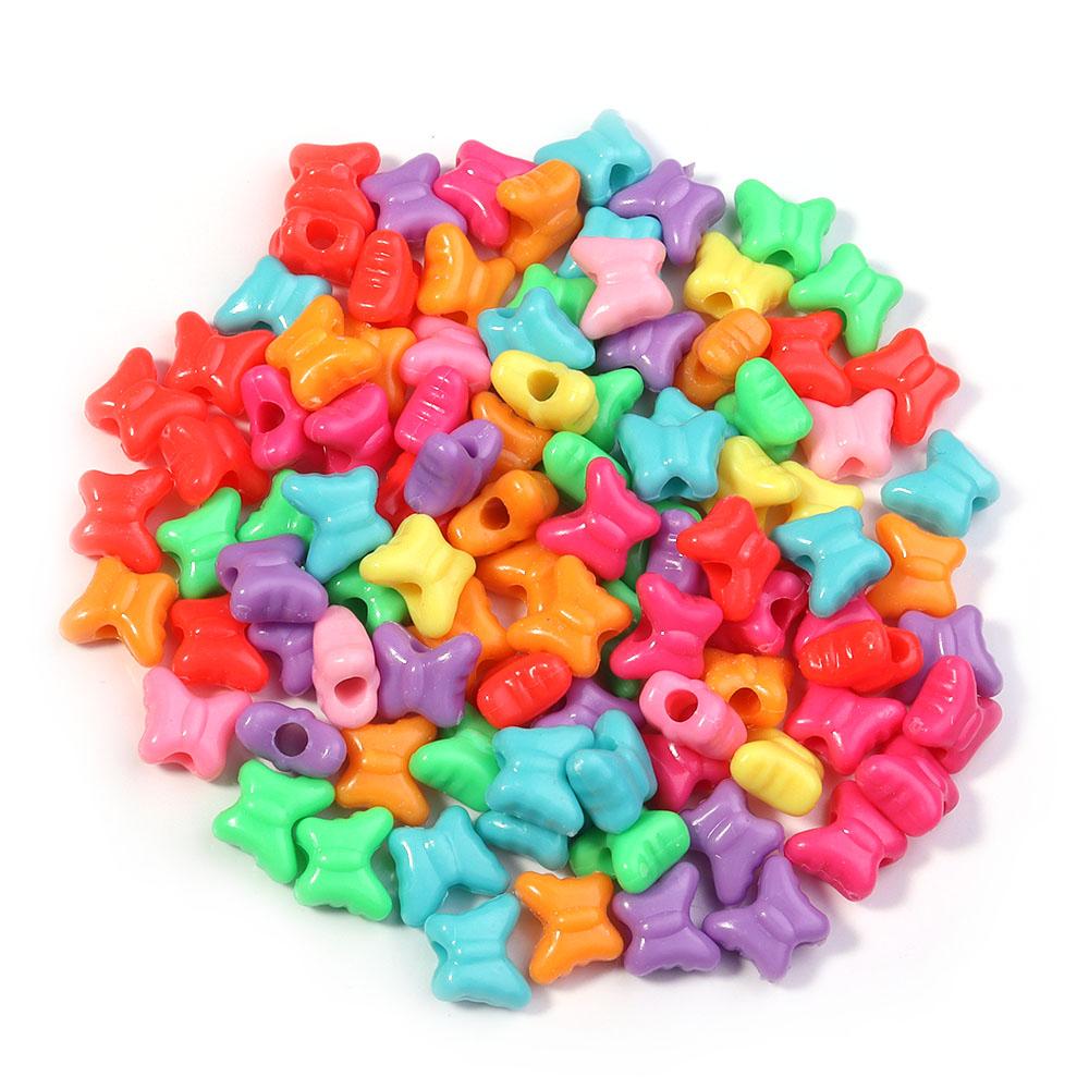 100pcs Heart Star Butterfly Flower Acrylic Beads Loose Spacer Beads Large Hole Beads for Jewelry Making Diy Bracelet Necklace
