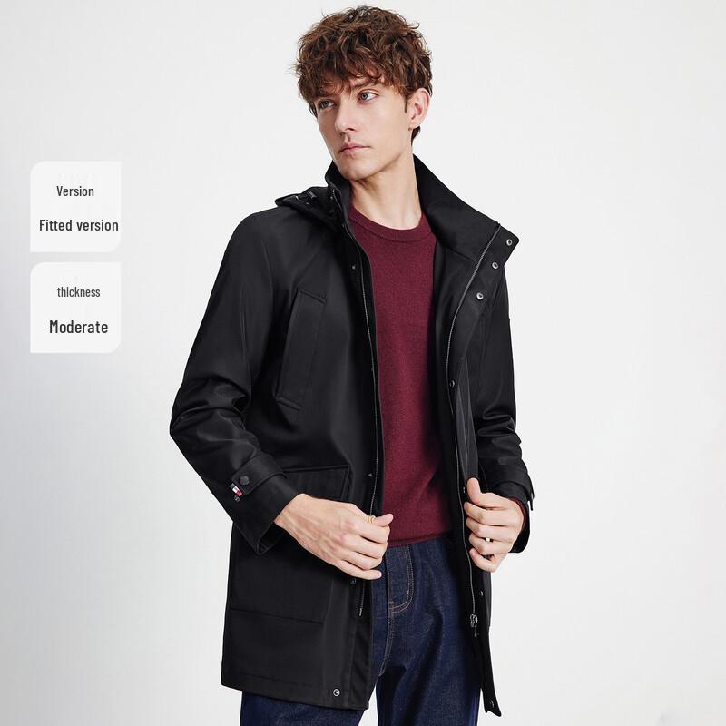 Navigare Men's Hooded Waterproof Mid-Length Outdoor Jacket