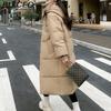 BITCED Long Down Jacket with Quilted Cotton Lining - Women's Loose-Fit Winter Coat - Thickened Cotton-Padded Outerwear