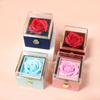 1PC Rotating Eternal Rose Flower Jewelry Box Ring Earrings Necklace Storage Boxes Wedding Valentine's Day Gift Boxes for Lovers