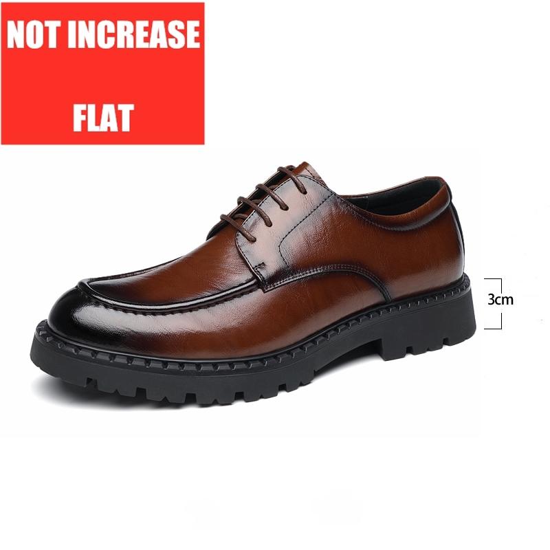 Fashion Men's Dress Shoes Elevator Shoes Platform Breathable Casual Business Luxury Genuine Leather Heightening Shoes 8 6CM Taller Male