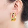 Nidin Hot Sale Vintage Rainbow Cubic Zirconia Geometric Hoop Earrings For Women Female Personality Fashion Ear Jewelry Gifts