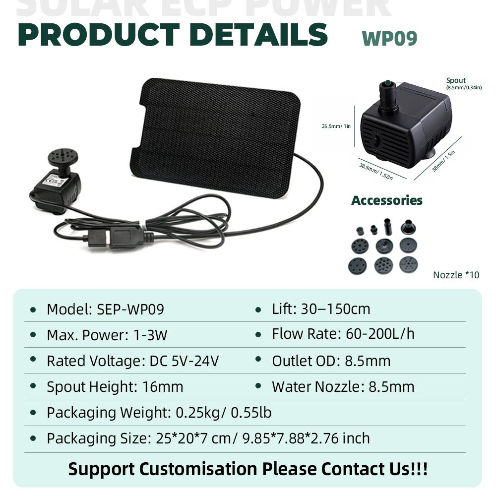 Solar Panels 9W Solar Pumps Fountains Garden Floaters Watering Power Fountains Pools Home Gardens Fish Ponds