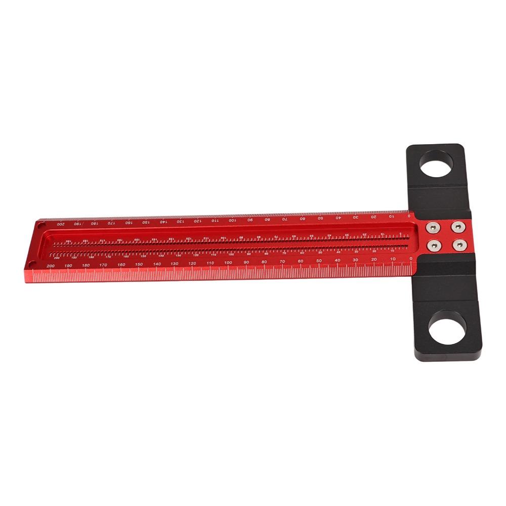 Red Black T Square Clear Scale Precision Measuring Tool Convenient Layout Scriber Tool Woodworking