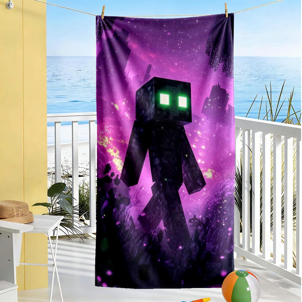 Minecraft Beach Towel High Absorbency & Quick-Dry Comfortable Lightweight Suitable for Swimming, Gym, Camping, Yoga Vacation