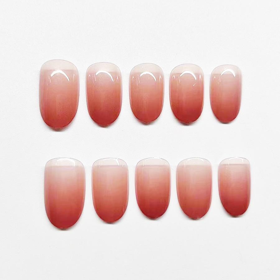 Charming Gradient Blush Detachable Press-On Short Nails