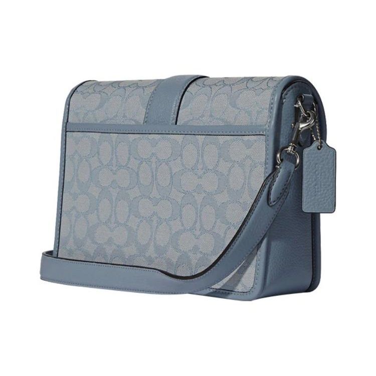 Coach Lonnie 25 Chambray Light Color Floral Print Fabric With Leather Shoulder Crossbody Bag Medium Women bags Fog-Blue Morandi C8307-SVS9X