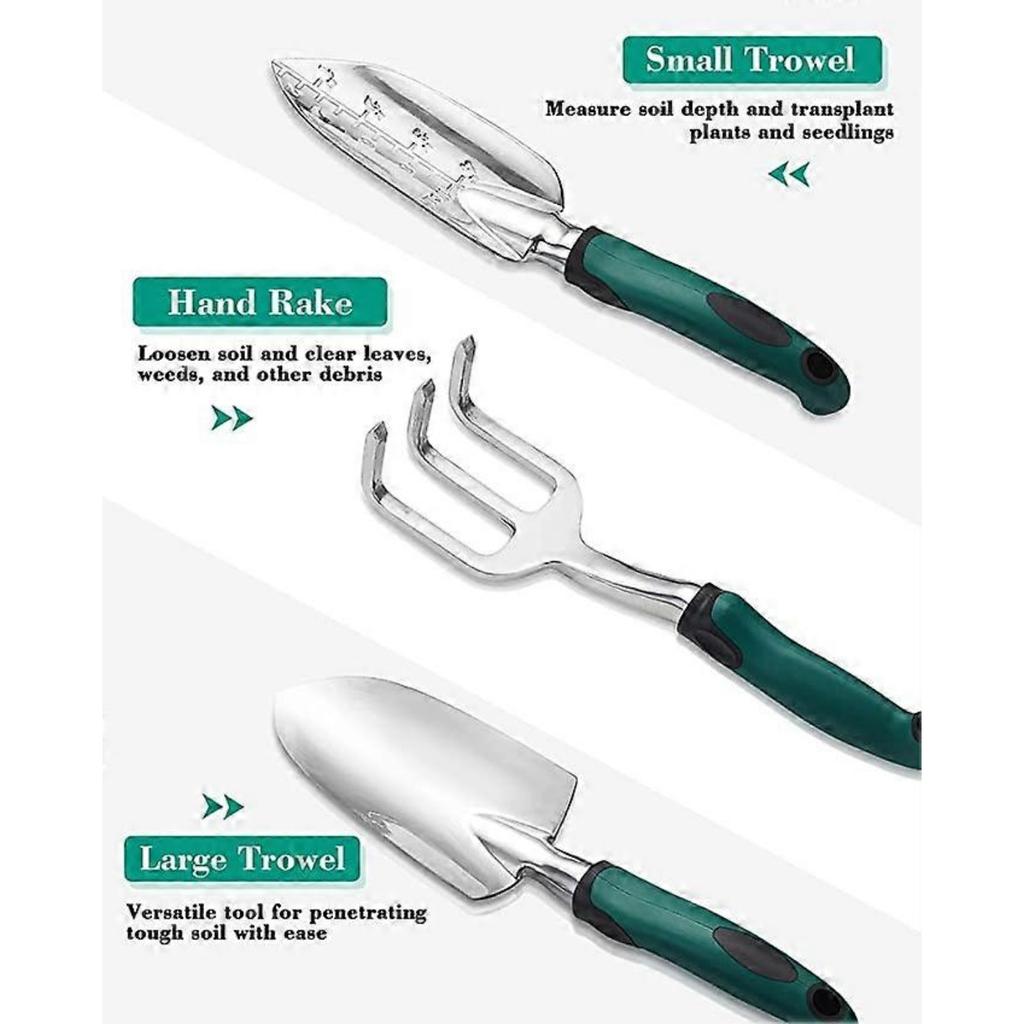 Набор садовых инструментов, стартовый набор из 11 ручных инструментов из алюминиевого сплава с садовой сумкой, уличный инструмент, прочный садовый рабочий набор с эргономичной ручкой