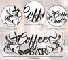 Metal Coffee Bar Sign Decor - Coffee Cup Word Iron Art. Cafe Themed Hanging Wall Sculpture for Kitchen & Restaurant.