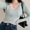 Y2K Lace Trim Patchwork Button Knitted Crop Top Cute Long Sleeve V Neck T-Shirt Korean Chic Harajuku Pullovers Autumn Winter New