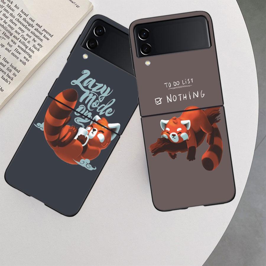 Милый чехол с пандой-дзюдоистом для Samsung Galaxy Z Flip 3 Flip 5 4 5G Черный Жесткий Чехол для Телефона Samsung Z Flip 5 5G Роскошный ПК