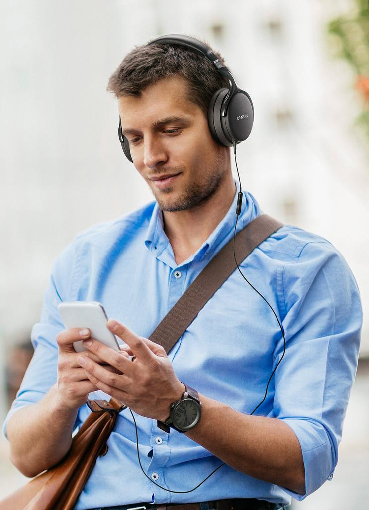 Denon Headphones High Resolution Compatible Sealed Dynamic Overhead Remote Cable Included White AH-D1200 AH-D1200-WT