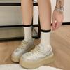 Мода 2024 года, осенние женские кроссовки на толстой подошве, модная новая спортивная обувь на шнуровке для отдыха на открытом воздухе, дышащая повседневная женская обувь для ходьбы