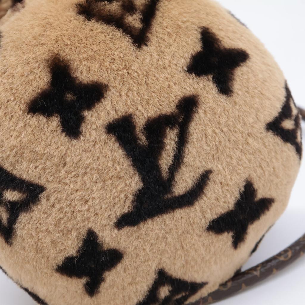 Louis Vuitton Отличное состояние M67411 Cache Oreille Leogram мех леопардовый принт ушной шарф Шарф Бежевый x темно-коричневый Б/у