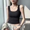 Stylish Elegance Fashion Female Casual Vest H237 Spring and Summer Wide Shoulder Vest Women Big U Neck Bottom Inner Small Vest Women Sleeveless Canvas