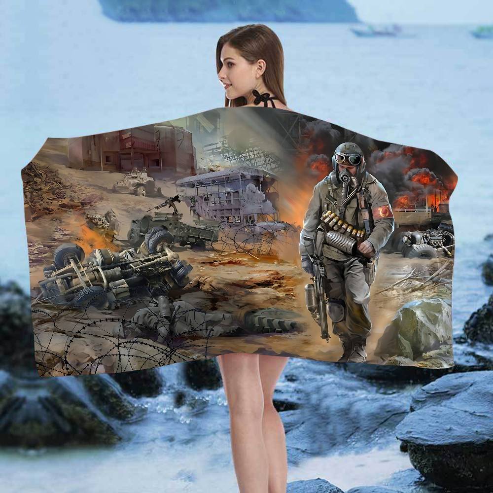 Horror Game S-Stalker Anime Beach Swimming Towel Soft Absorbent Washcloth Children's Gifts for Kids Travel Camping Gym