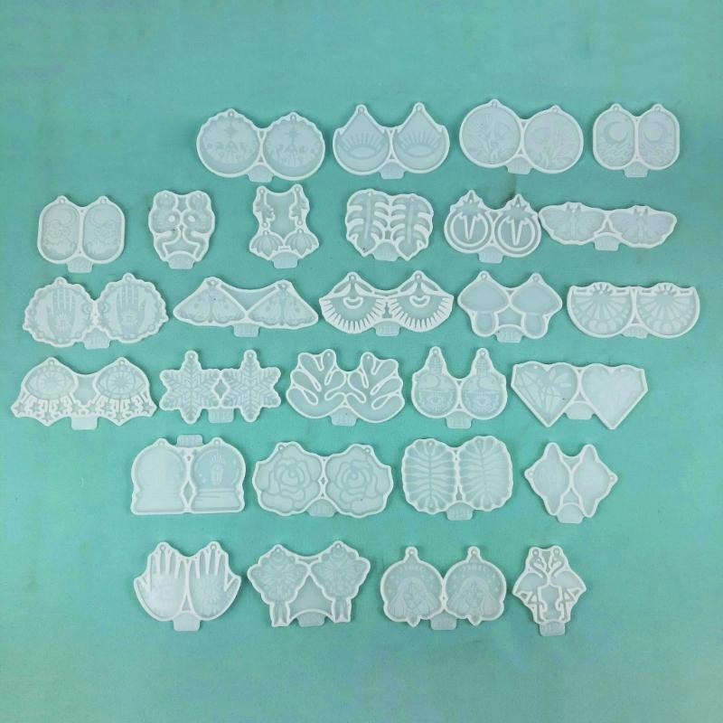 28 Pcs Multiple Styles Geometry Earrings Silicone Molds Suitable for Epoxy Diy Crafts Ornament Pendant Keychain Making