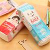 Pencil Case Simulation Milk PU Leather Kawaii Stationery Storage Organizer Pouch Carton