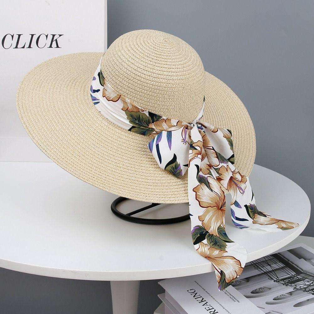 Sun Protection Straw Beach Hat Large Capacity Tote Bag Portable Beach Bag  Travel Outdoors