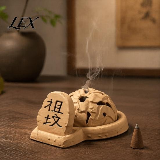 Creative Holiday Gift Tombstone Shaped Backflow Incense Burner, 3D Printed Cone Holder for Unique Birthday Gifts Meditation Yoga Stress Anxiety