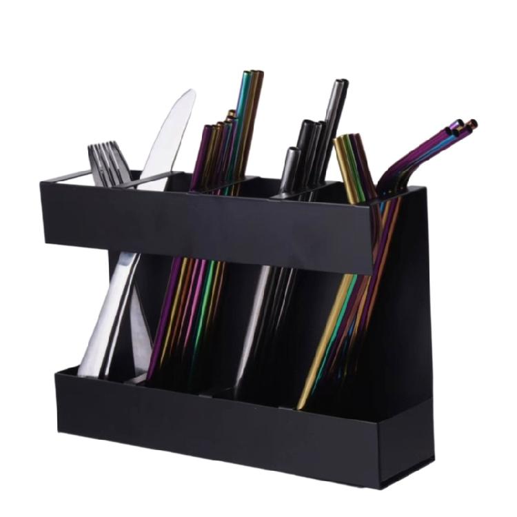 Metal Straw Chopstick Utensil Organizer Wall Mounted Kitchen Cabinet Storage Rack Space Saving for Home Restaurant