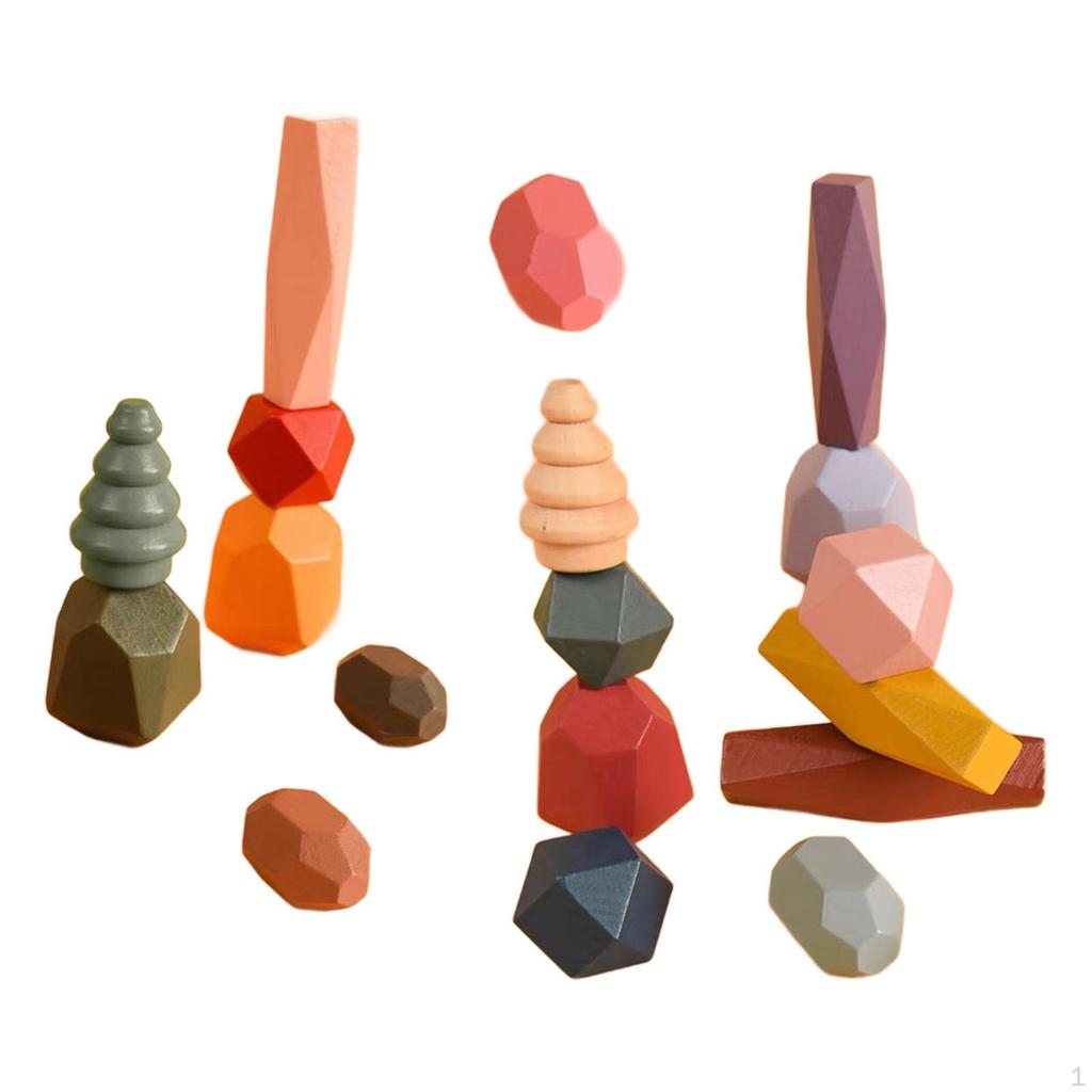 Деревянные сортировочные штабелирующие камни Красочные строительные блоки Мелкая моторика Игрушки Монтессори