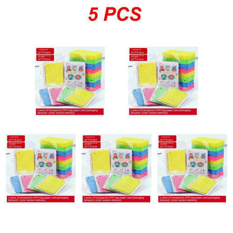 1/5PCS Cleaning Sponge Rubs Compressed Wood Pulp Cotton Wipe Kitchen Dishwashing Sponge Cloth Household Cleaning Tools
