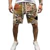 Европейские и американские мужские летние новые свободные спортивные шорты с 3D-принтом и завязками, мужские пляжные брюки