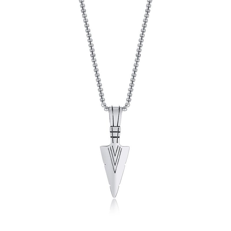 Man Necklace, Arrowhead Kunai Pendant,Stainless Steel Primal Tribal Spear Necklaces,Men Kunai Ethnic Viking Necklace