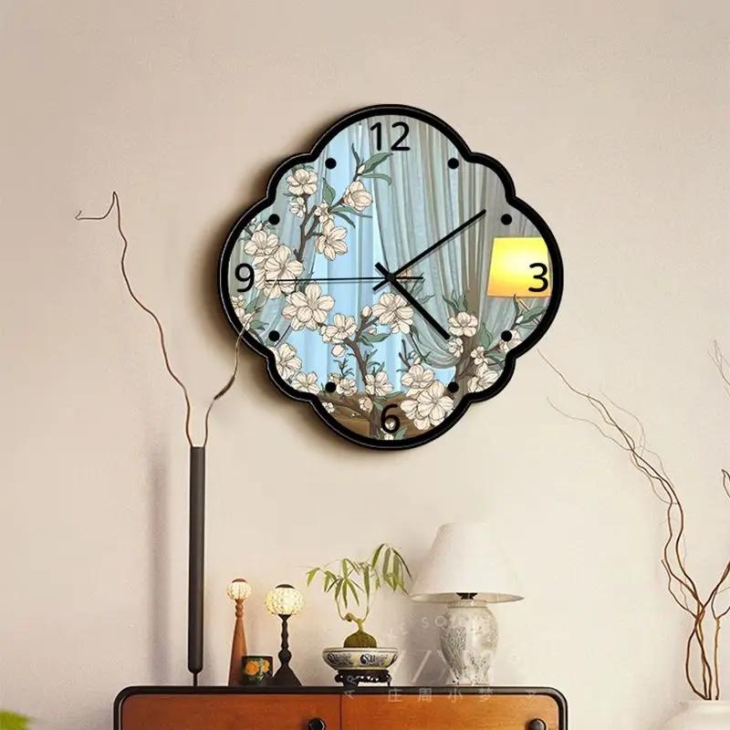 Home Decor Wall Clock New Living Room Decoration Mirror Wall Clock No Punch French Vintage Silent Clock
