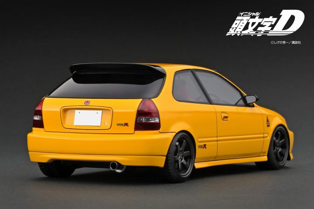 Модель зажигания масштаб 1/18 INITIAL D Honda CIVIC (ЕК9) Type R Желтый готовый продукт