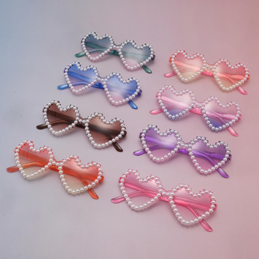 2026 New Heart Pearl Sunglasses Unisex Fashion Party Glasses UV400 Protection Black Frame Fashionable All-Match Style