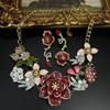 Vintage Red Floral & Honeycomb Bee Pendant Necklace Collection