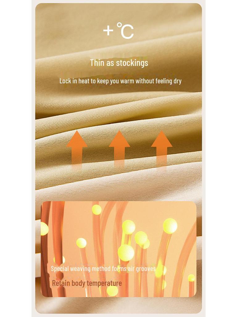 Женский ультратонкий бесшовный термобелье — телесного цвета, высокая эластичность, невидимое тепло, идеально подходит для осени и зимы.